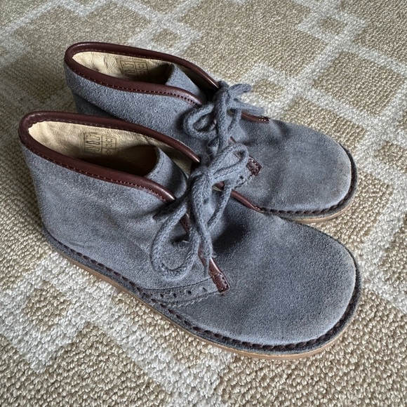 Jacadi Paris Gray Suede Desert Boots Toddler Chukka Shoes with Brown Trim EU 28 - Picture 10 of 10
